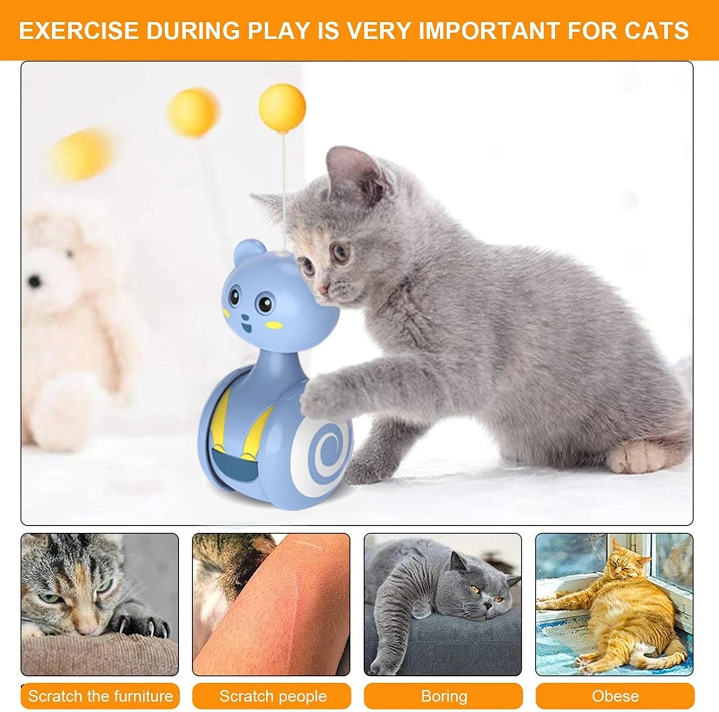 Interactive Pet Bumbler Funny Feather Toy
