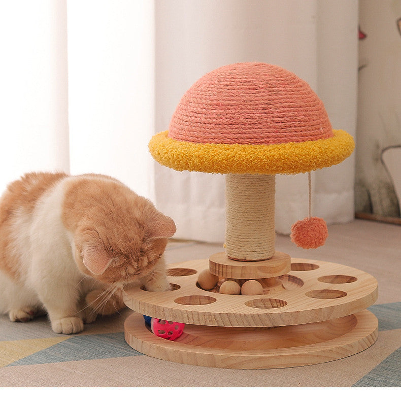 Solid Wood Turntable Sisal Grinding Cat Toy