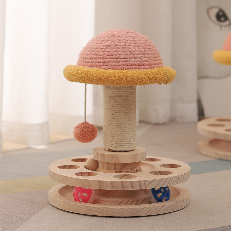 Solid Wood Turntable Sisal Grinding Cat Toy
