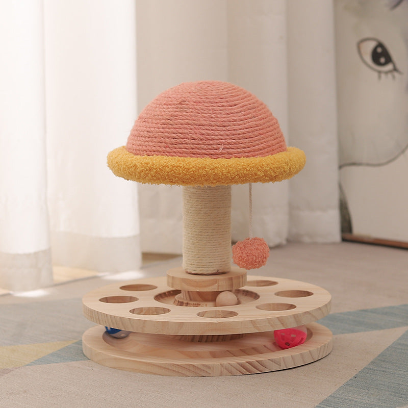Solid Wood Turntable Sisal Grinding Cat Toy