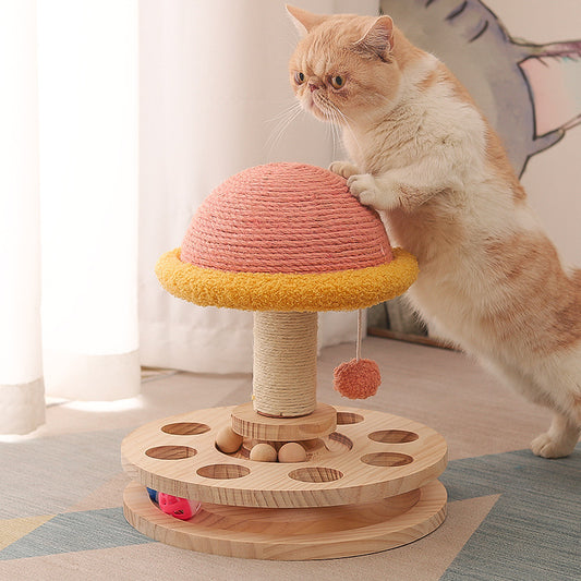 Solid Wood Turntable Sisal Grinding Cat Toy